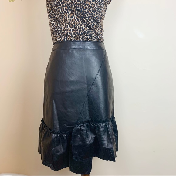 3.1 PHILLIP LIM High Waist Ruffle Leather Skirt - Picture 3 of 10